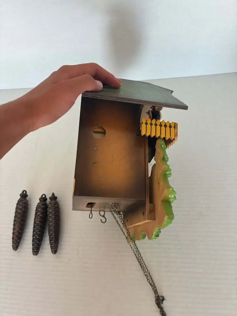 Black Forest-Style Mechanical Cuckoo Clock with Woodcutters and Water Wheel
